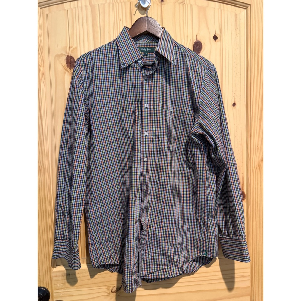 Bobby Jones Mens Long Sleeve Button Down Shirt Multi Color Check Cotton Size M